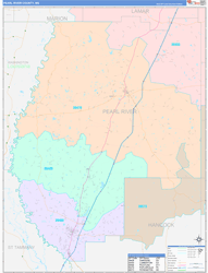 Pearl River County, MS Wall Map Color Cast Style 2023